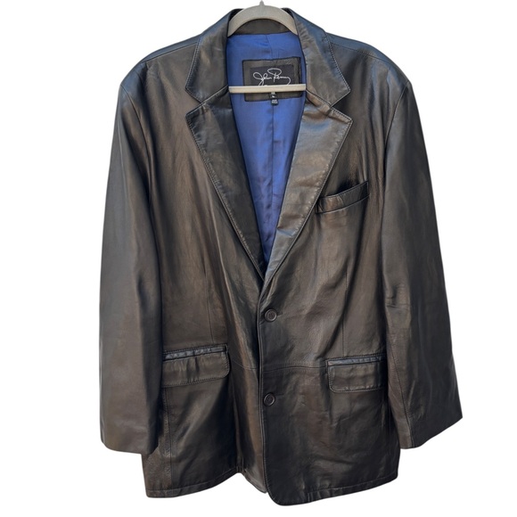 Vintage John Remy Men’s 48 L Soft Black Leather Lined Blazer Sport Coat USA